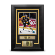 Load image into Gallery viewer, Ray Bourque in Black Boston Bruins 8" x 10" Framed Hockey Photo with Engraved Autograph