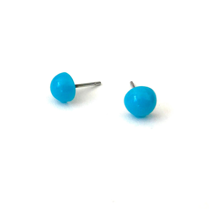 Turquoise Blue Retro Button Stud Earrings