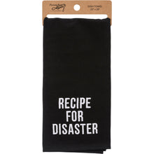 Load image into Gallery viewer, Recipe For Disaster Dish Cloth Towel | Novelty Tea Towel | Embroidered Text | 20&quot; x 28&quot;