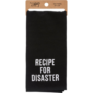 Recipe For Disaster Dish Cloth Towel | Novelty Tea Towel | Embroidered Text | 20