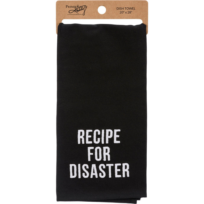 Recipe For Disaster Dish Cloth Towel | Novelty Tea Towel | Embroidered Text | 20