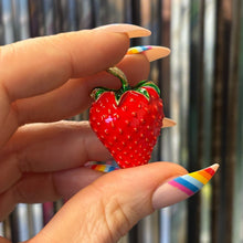Load image into Gallery viewer, Red Strawberry Brooch | 1.4" Pin in Metal Alloy with Gold Finish