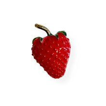 Load image into Gallery viewer, Red Strawberry Brooch | 1.4" Pin in Metal Alloy with Gold Finish