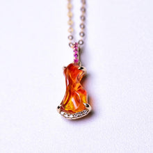 Load image into Gallery viewer, Stunning Red Fire Opal Diamond Pink Sapphire Necklace 18K Yellow Gold