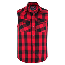 Load image into Gallery viewer, Red Rider Men's Sleeveless Red and Black Flannel Shirt