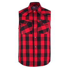 Load image into Gallery viewer, Red Rider Men's Sleeveless Red and Black Flannel Shirt