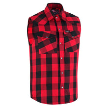 Load image into Gallery viewer, Red Rider Men's Sleeveless Red and Black Flannel Shirt