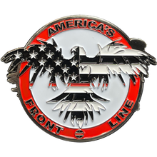 Load image into Gallery viewer, L-19 Thin Red Line Flag and Eagle Fire Fighter Challenge Coin Fire Department Fire House Firefighter