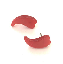 Load image into Gallery viewer, Red Moonglow Swish Heart Stud Earrings