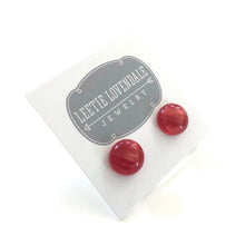Load image into Gallery viewer, Red Moonglow Retro Button Disc Stud Earrings