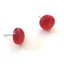 Load image into Gallery viewer, Red Moonglow Retro Button Disc Stud Earrings