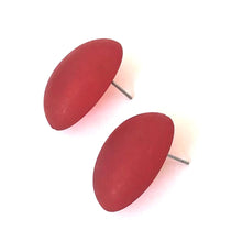Load image into Gallery viewer, Cherry Red Frosted Oval Retro Button Stud Earrings