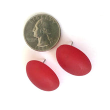 Load image into Gallery viewer, Cherry Red Frosted Oval Retro Button Stud Earrings