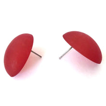Load image into Gallery viewer, Cherry Red Frosted Oval Retro Button Stud Earrings