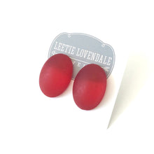 Load image into Gallery viewer, Cherry Red Frosted Oval Retro Button Stud Earrings