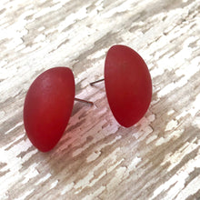 Load image into Gallery viewer, Cherry Red Frosted Oval Retro Button Stud Earrings