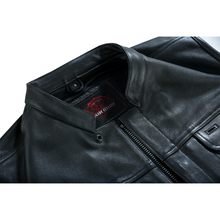 Load image into Gallery viewer, Highway Jack Men's Black Leather Motorcycle Vest Scoop Neck &amp; Snap-Closure Pockets