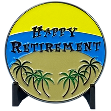 Load image into Gallery viewer, DL5-12 Happy Retirement Police Officer Challenge Coin Car Palm Tree Beach Gift Thin Blue Line