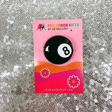 Load image into Gallery viewer, Retro 8 Ball Pin 1.4" Stylish Metal Alloy Brooch | Billiards Ball in Black and White