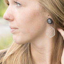 Load image into Gallery viewer, Grey &amp; Clear Ice Chip Statement Drop Earrings