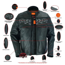 Load image into Gallery viewer, Men's Black Reflective Skulls Scooter Jacket