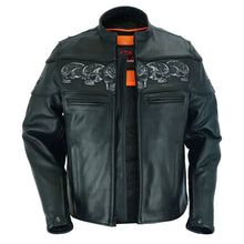 Load image into Gallery viewer, Men's Black Reflective Skulls Scooter Jacket