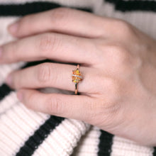 Load image into Gallery viewer, Ribbon Wrapped Fire Opal Diamond Engagement Ring 18K Yellow Gold