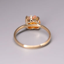 Load image into Gallery viewer, Ribbon Wrapped Fire Opal Diamond Engagement Ring 18K Yellow Gold