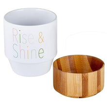 Load image into Gallery viewer, Rise &amp; Shine Ceramic Mug with Bamboo Base