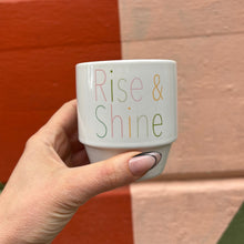 Load image into Gallery viewer, Rise &amp; Shine Ceramic Mug with Bamboo Base