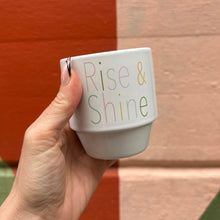 Load image into Gallery viewer, Rise &amp; Shine Ceramic Mug with Bamboo Base