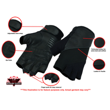 Load image into Gallery viewer, Leather/ Textile Fingerless Glove