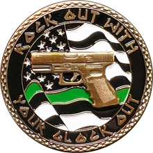 Load image into Gallery viewer, GL6-002 CBP Border Patrol Agent Rock Out Thin Green Line Flag Challenge Coin BPA