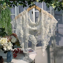 Load image into Gallery viewer, Romance Novel Heroine Blossom Embroidered Floral Lace Small Shawl Scarf or Shrug