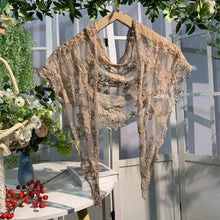 Load image into Gallery viewer, Romance Novel Heroine Blossom Embroidered Floral Lace Small Shawl Scarf or Shrug