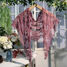 Load image into Gallery viewer, Romance Novel Heroine Blossom Embroidered Floral Lace Small Shawl Scarf or Shrug
