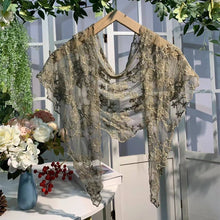 Load image into Gallery viewer, Romance Novel Heroine Blossom Embroidered Floral Lace Small Shawl Scarf or Shrug