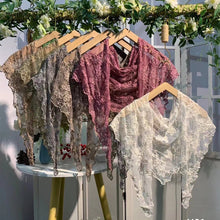 Load image into Gallery viewer, Romance Novel Heroine Blossom Embroidered Floral Lace Small Shawl Scarf or Shrug