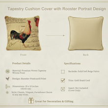 Load image into Gallery viewer, Tache Rooster Postcard European Farmhouse Cottage Vintage Tapestry Woven Throw Pillow Cover (15051)