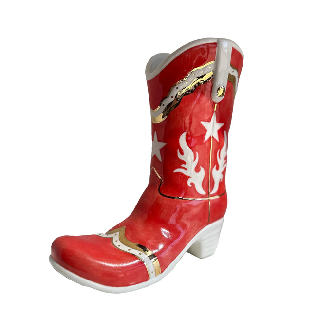 Single Tone Monogrammed Cowboy Boot Vase