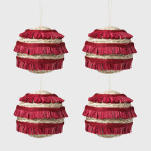 Load image into Gallery viewer, Ruffle straw balls, set of four, red