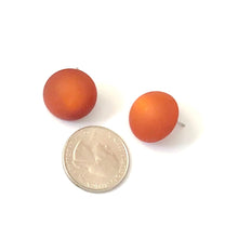 Load image into Gallery viewer, Rust Orange Matte Moonglow Retro Button Stud Earrings