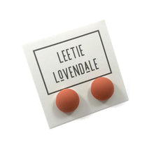 Load image into Gallery viewer, Rust Orange Velvet Matte Retro Button Stud Earrings