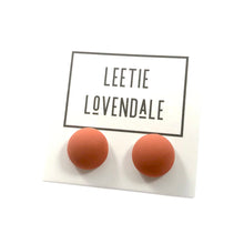 Load image into Gallery viewer, Rust Orange Velvet Matte Retro Button Stud Earrings