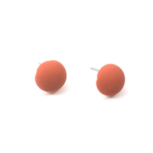 Load image into Gallery viewer, Rust Orange Velvet Matte Retro Button Stud Earrings