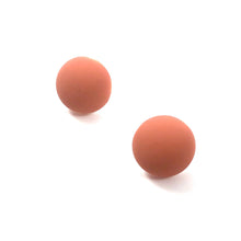 Load image into Gallery viewer, Rust Orange Velvet Matte Retro Button Stud Earrings