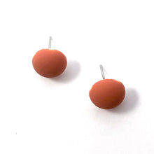 Load image into Gallery viewer, Rust Orange Velvet Matte Retro Button Stud Earrings