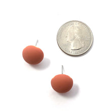 Load image into Gallery viewer, Rust Orange Velvet Matte Retro Button Stud Earrings