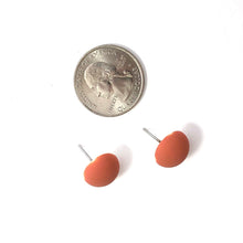Load image into Gallery viewer, Rust Orange Velvet Matte Retro Button Stud Earrings