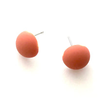 Load image into Gallery viewer, Rust Orange Velvet Matte Retro Button Stud Earrings